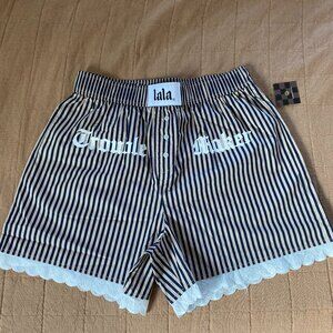 Dressed in Lala - Trouble Maker Lace Boxer Shorts - Large